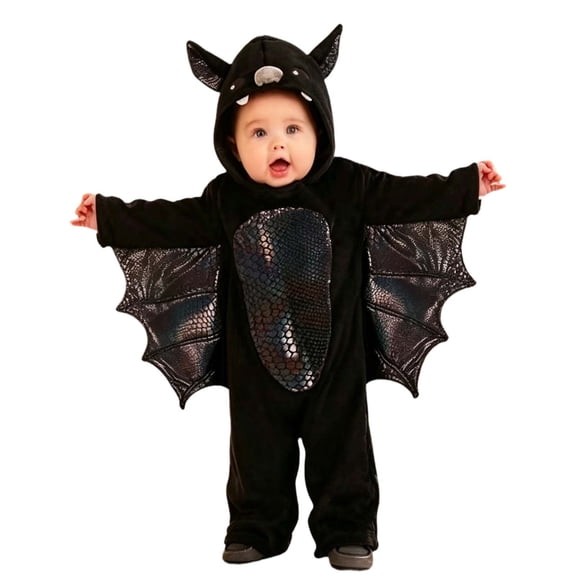 YunPes Newborn Baby Halloween Onesie Vampire Bat Winged Hooded Jumpsuit Cute Funny One-Piece Dress Up Carnival Birthday Party Wear
