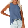 thumbnail image 2 of Xunlbb Tank Top for Women Fashion Women's Solid Color Casual Side Slit Round Neck Tank Top Sleeveless Tops for Women Under $5 S-2XL, 2 of 6