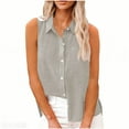thumbnail image 6 of HomeDM Women's Button Down Tank Tops, Sleeveless Collared Tops Summer Casual Shirts - Gray/XL, 6 of 7