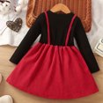 thumbnail image 4 of Generic Toddler Girls Corduroy Suspender Dress Long Sleeve Cute Bow Color Block Sweater Fall Winter Outfits for 2-8 Years, 4 of 6