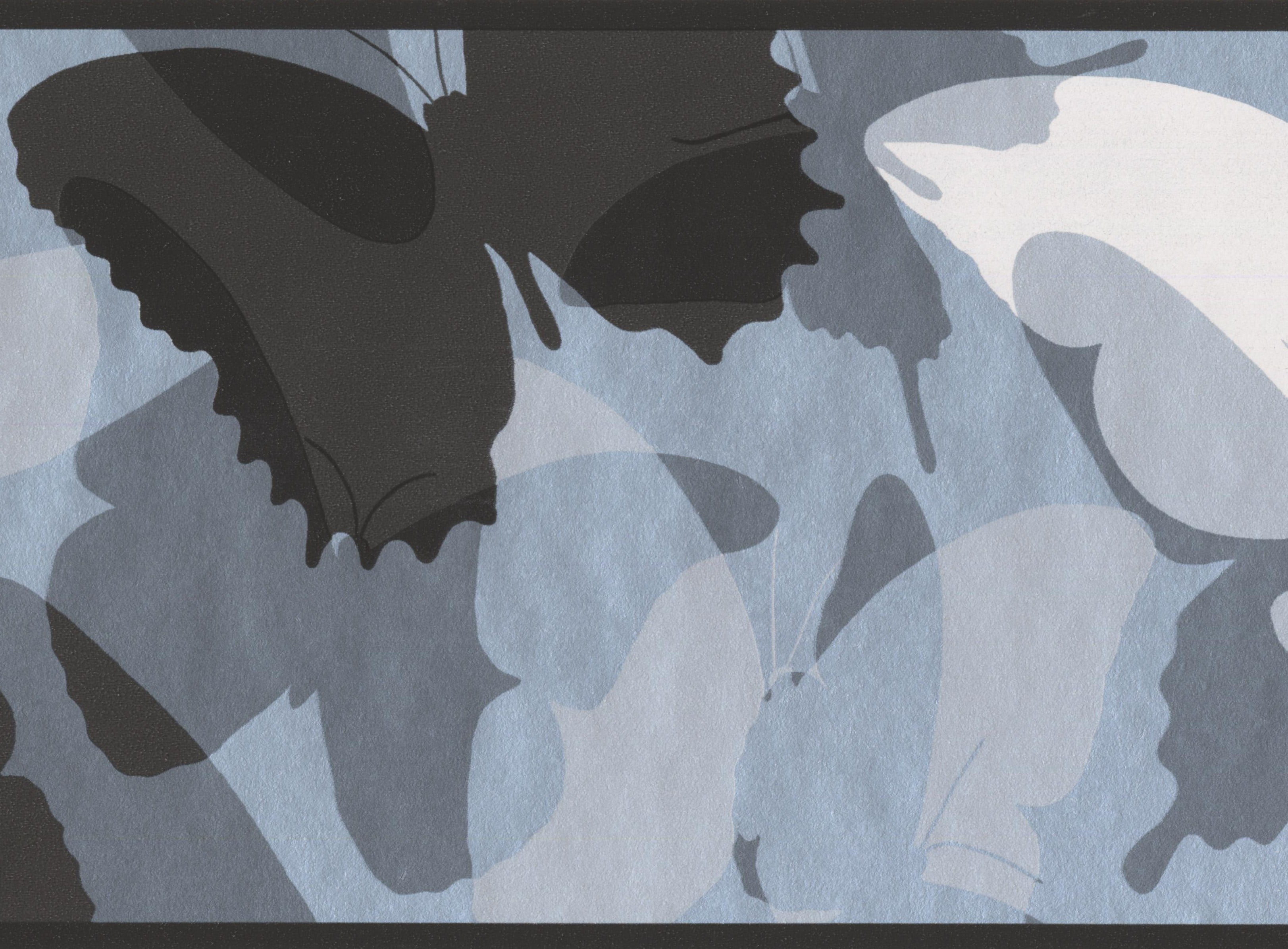 Roll 15 x 6 Black Grey White Abstract Butterflies Wallpaper Border for Kids 
