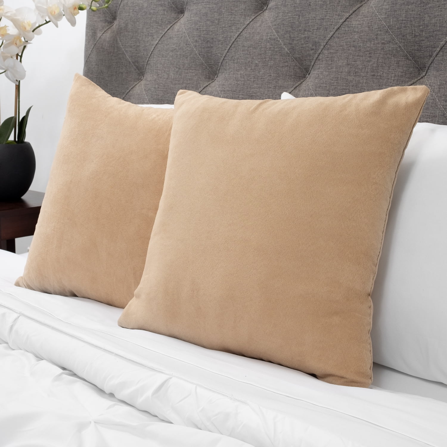 Sweet Home Collection Faux Suede Decorative Throw Pillow Pair 18x18 ...