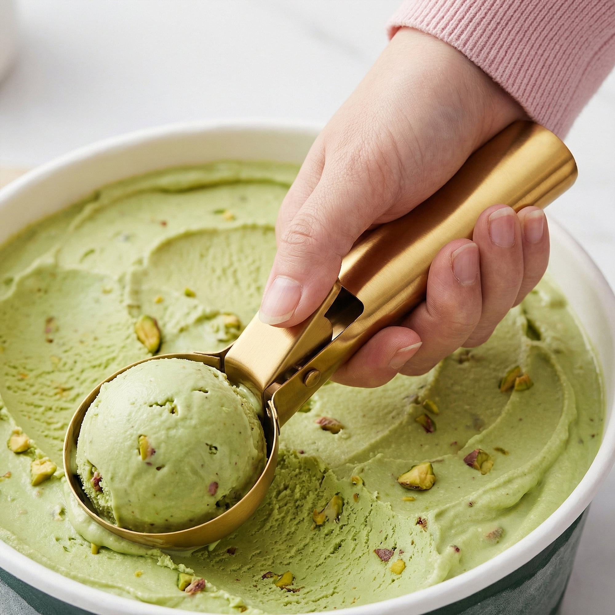 Unique Bargains Stainless Steel Ice Cream Scoop with Durable Handle Gold 7.6in