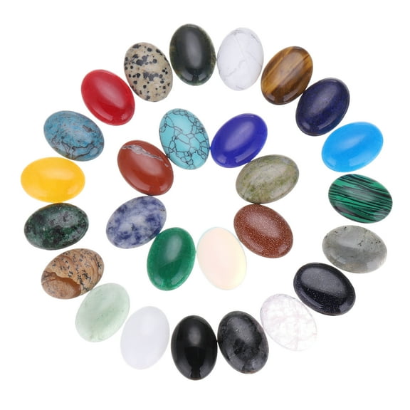 Uxcell 36 Pcs Flat Back Oval Gemstone 25 x 18mm Crystal Stone No Hole Beads Jewelry for Craft Bracelet Necklace Making