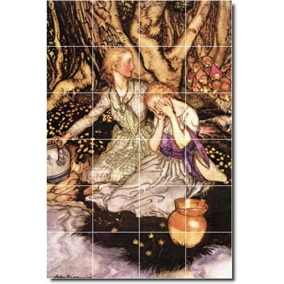 Ceramic Tile Mural-Arthur Rackham Illustration Painting 12. 17" w x 25.5" h using (24) 4.25 x 4.25 ceramic tiles