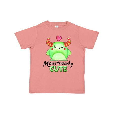 

Inktastic Monstrously Cute Green Monster with Horns and Heart Gift Toddler Boy or Toddler Girl T-Shirt