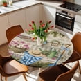 thumbnail image 3 of Spring Daisy Fitted Tablecloth with Elastic Edged, Round Table Cloth for Dining Table, Flowers Farmhouse Leaves Floral Pots Country Retro Waterproof Oil Proof Table Cover for Indoor Outdoor 55"-60", 3 of 8