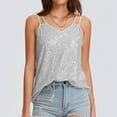 thumbnail image 5 of Outfmvch Basic Tops for Women Tube Top Cocktail Tops for Women Evening Sequin Vest Womens Plus Size Tank Tops Gothic Tops for Women Silver L, 5 of 9
