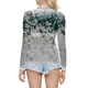 thumbnail image 2 of Gibobby Blusas Holgada Blusa de manga larga con cuello redondo a la moda de verano para mujer, camisa estampada superior semitransparente, camisa inferior（Gris， S), 2 of 4