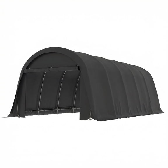 12' x 23.6' Heavy Duty Carport, UPF50  Portable Garage Car Canopy Tent with Galvanized Frame, Large Door, Dark Gray