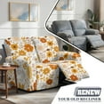 thumbnail image 5 of Xoenoiee Orange Yellow Flowers Print Reclining Loveseat Cover, 6 Piece Polyester Fabric Stretch Loveseat Reclining Sofa Covers, Washable Furniture Protector with Elastic Bottom, 5 of 6