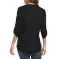 thumbnail image 4 of Women's 3/4 Roll Sleeve V Neck Tops Casual Tunic Shirts Blouse Ladies Tops(Black S), 4 of 5
