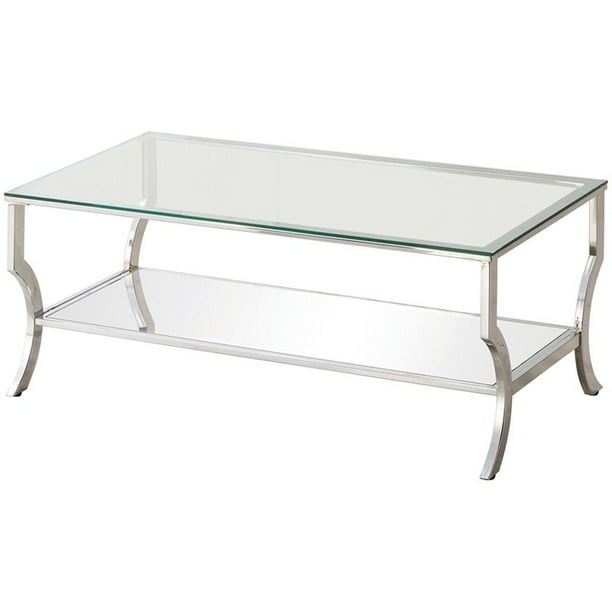 Pemberly Row Glass Top Accent Coffee Table In Chrome Com - Chrome Glass Ottoman Coffee Table In Black Pemberly Row Glass Top Accent Coffee Table In Chrome Com - Chrome Glass Ottoman Coffee Table In Black