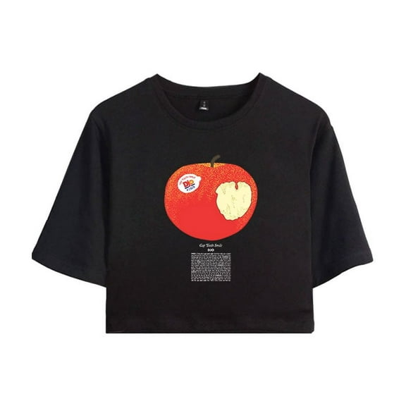 Djo Merch Apple Crop Top Midriff-Baring Tshirt Women Girl Short Sleeve