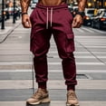 thumbnail image 5 of Men's Fleece Sweatpants with Pockets Casual Winter Joggers Drawstring Elastic Waistband Cargo Sweatpants, 5 of 5