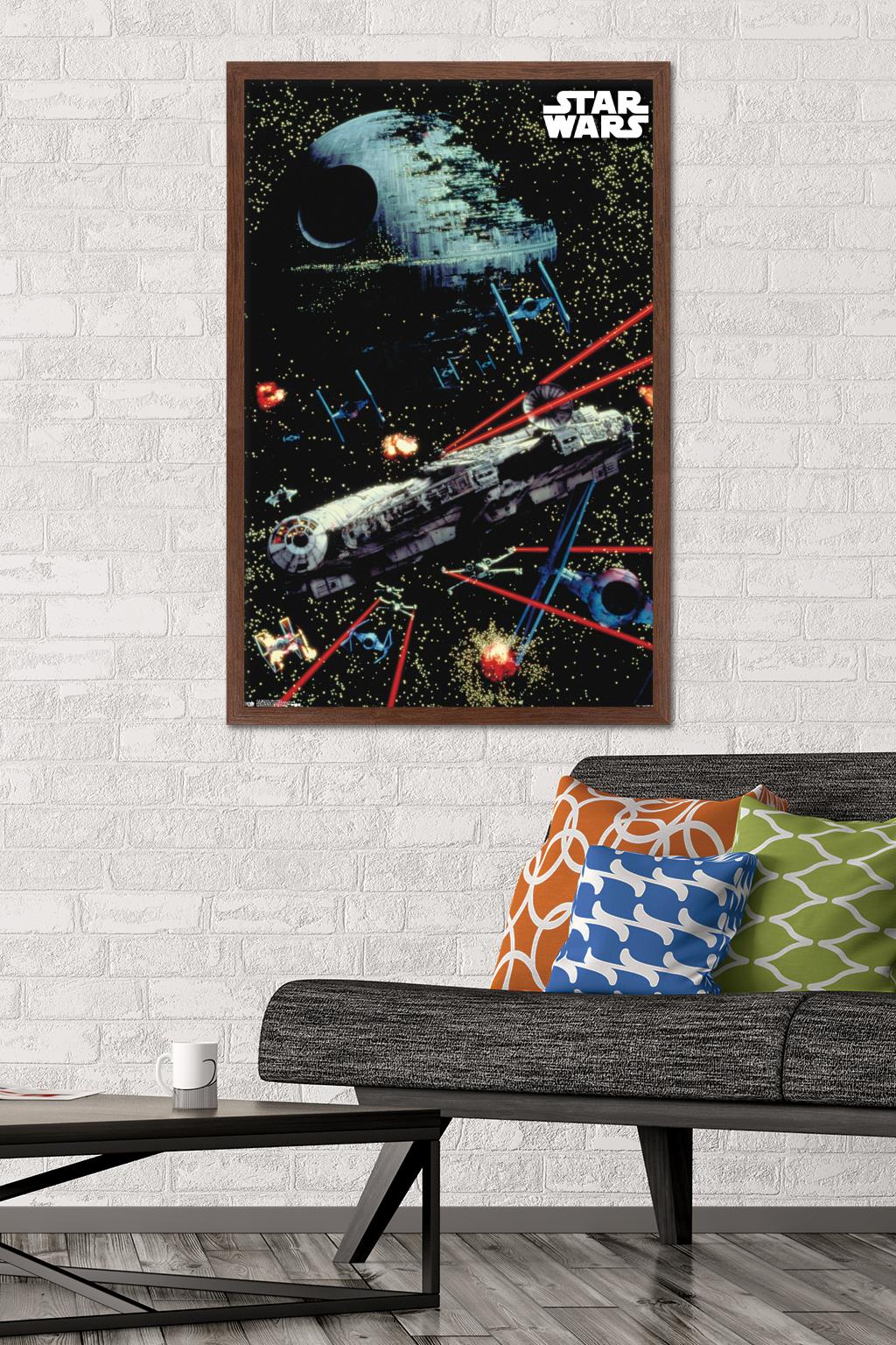 Star Wars: Saga - Space Battle Wall Poster, 22.375" x 34", Framed