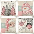 thumbnail image 2 of putnchl Christmas Pillow Covers - 18x18 Inch Set of 4, Pink Santa Snowman Tree Throw Pillow Covers, Winter Holiday Cushion Case Decoration for Sofa Couch, 2 of 3