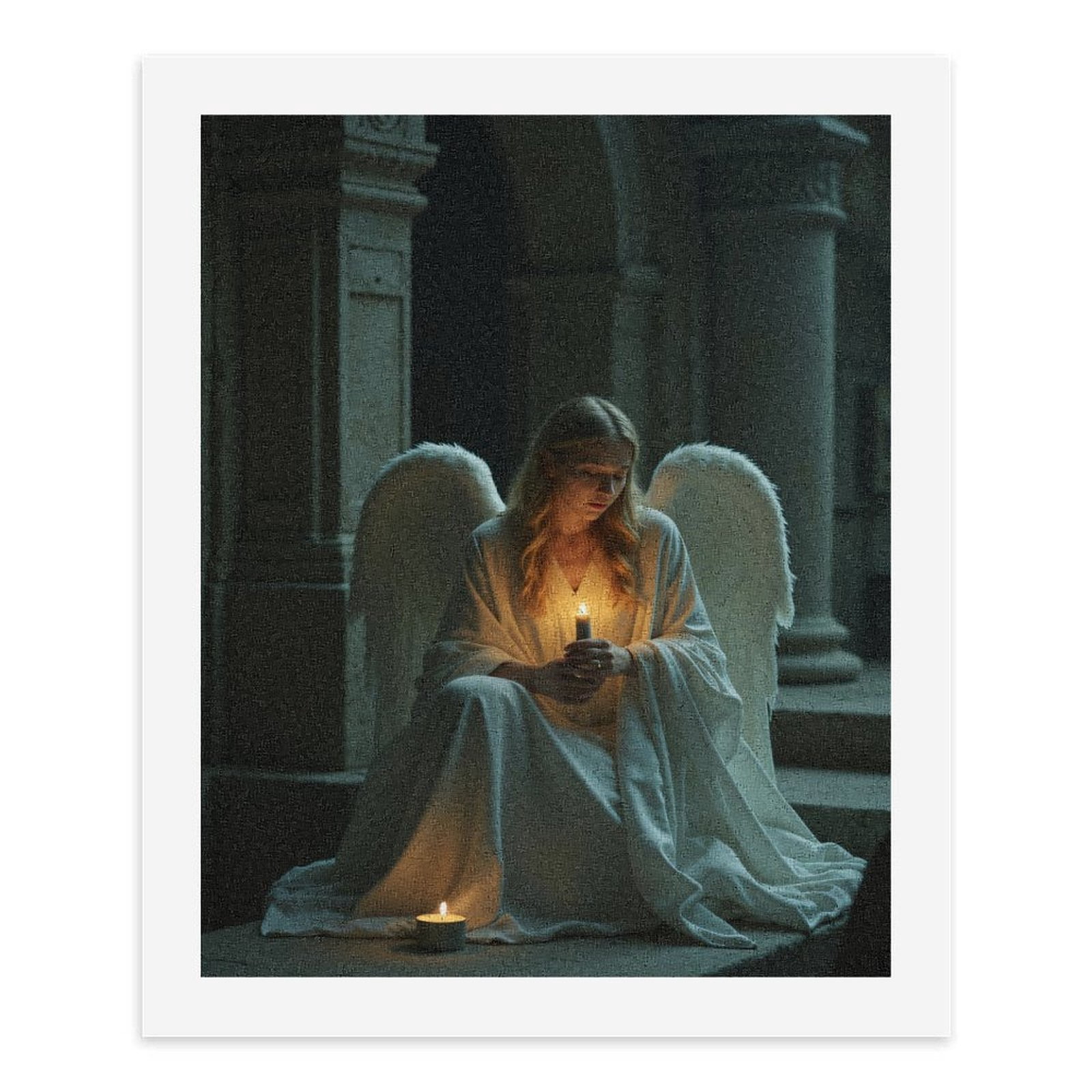 Paint By Numbers Kit for Adults Beginner - DIY Angel Serenity Candle Light Canvas Painting Kits for Adults, Frameless Paint By Number for Adults for Home Wall Decor 16x20 Inch