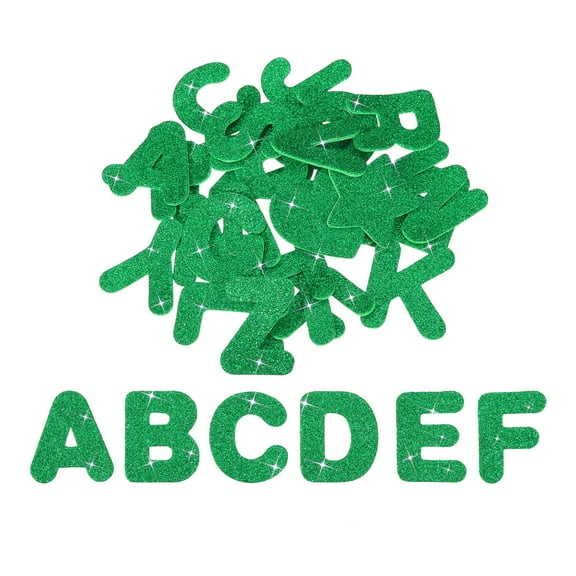 Alphabet Foam Stickers, 52Pcs Letters A-Z EVA Self Adhesive Glitters Foam Shape Sticker Craft Supplies for Scrapbook Card DIY Making Home Decor, Green