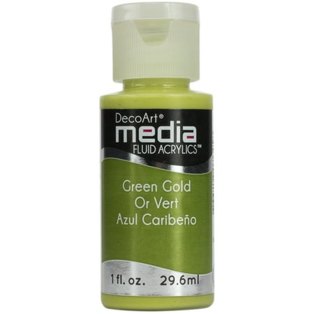 UPC: 0766218076458 | DecoArt Media Fluid Acrylic Paint 1 oz. Green Gold (Series 5)
