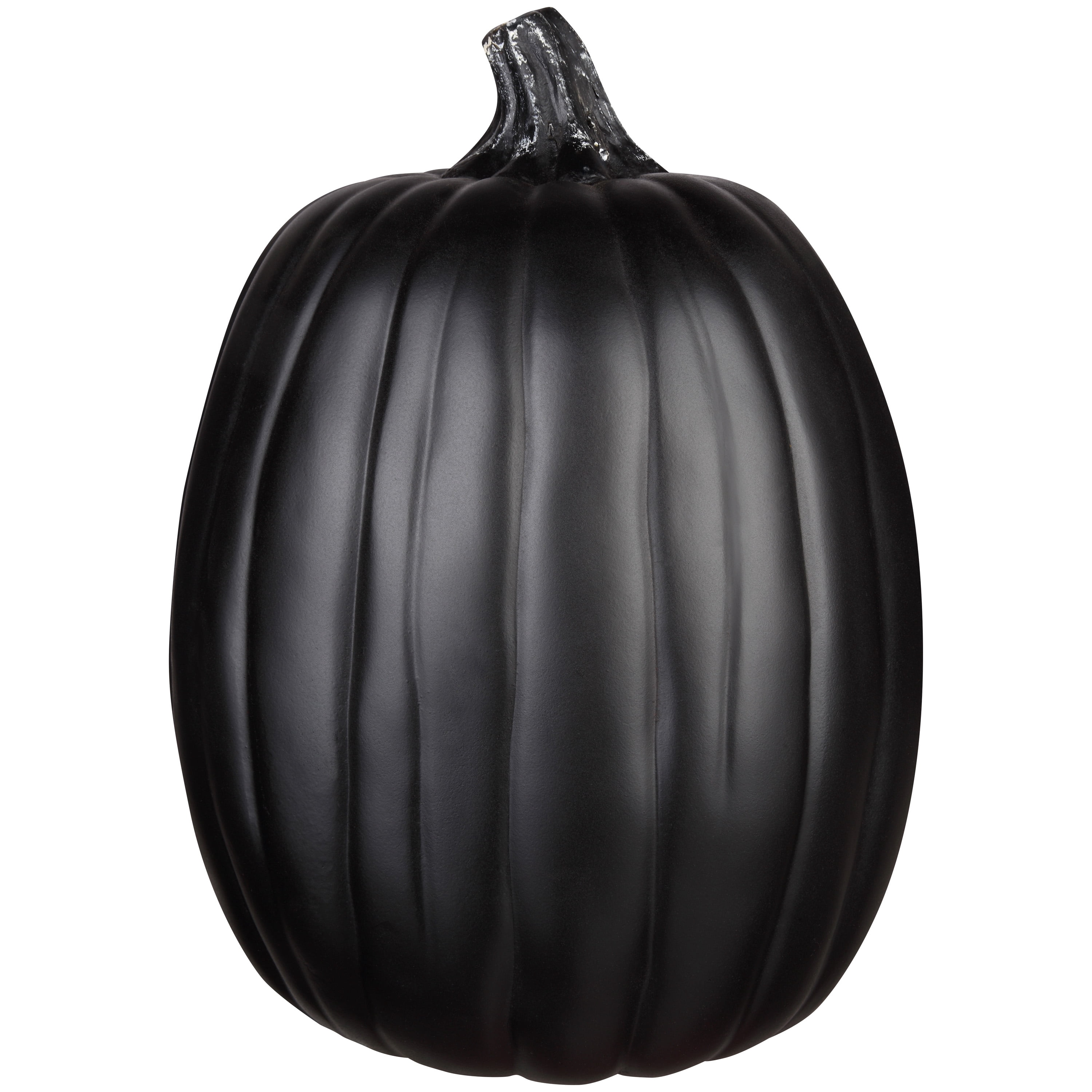13-Inch Black Craft Pumpkin with Black Natural Stem for Outdoor Decoration