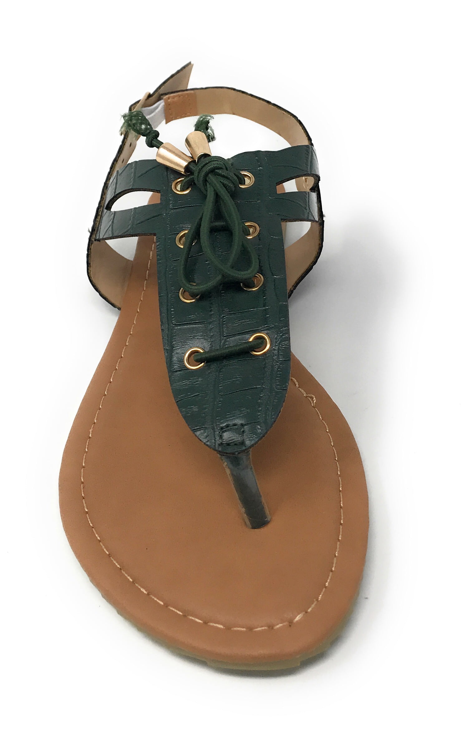 Victoria K Women's Laceup Faux Snake Skin With Side Buckle Sandals