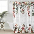 thumbnail image 2 of 72x78 Inch Shower Curtain Christmas Snowman Bathroom Decor Waterproof Fabric Bathtub Bath Curtains Decorative Xmas Snowflake Berry Botanical Extra Long Shower Curtain Set with Hooks, 2 of 6