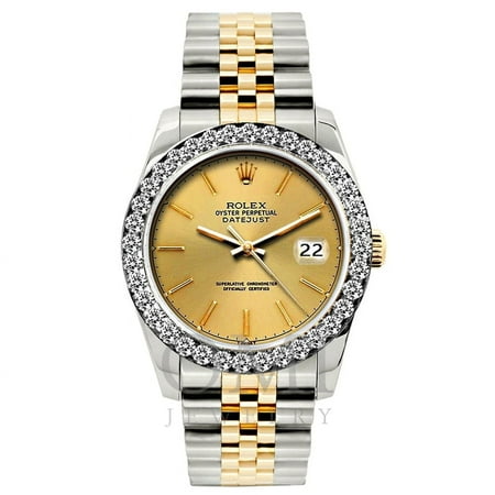 Rolex Datejust Diamond Watch, 26mm, Yellow Gold and Stainless Steel Bracelet Gold Dial w/ Diamond Bezel, Rolex, Adult, Female