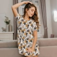 thumbnail image 3 of Naloa Cute Cats Print Women Nightgowns,Womens Loungewear,Short Sleeve Sleepwear,Comfy Ladies Nightdress, 3 of 6