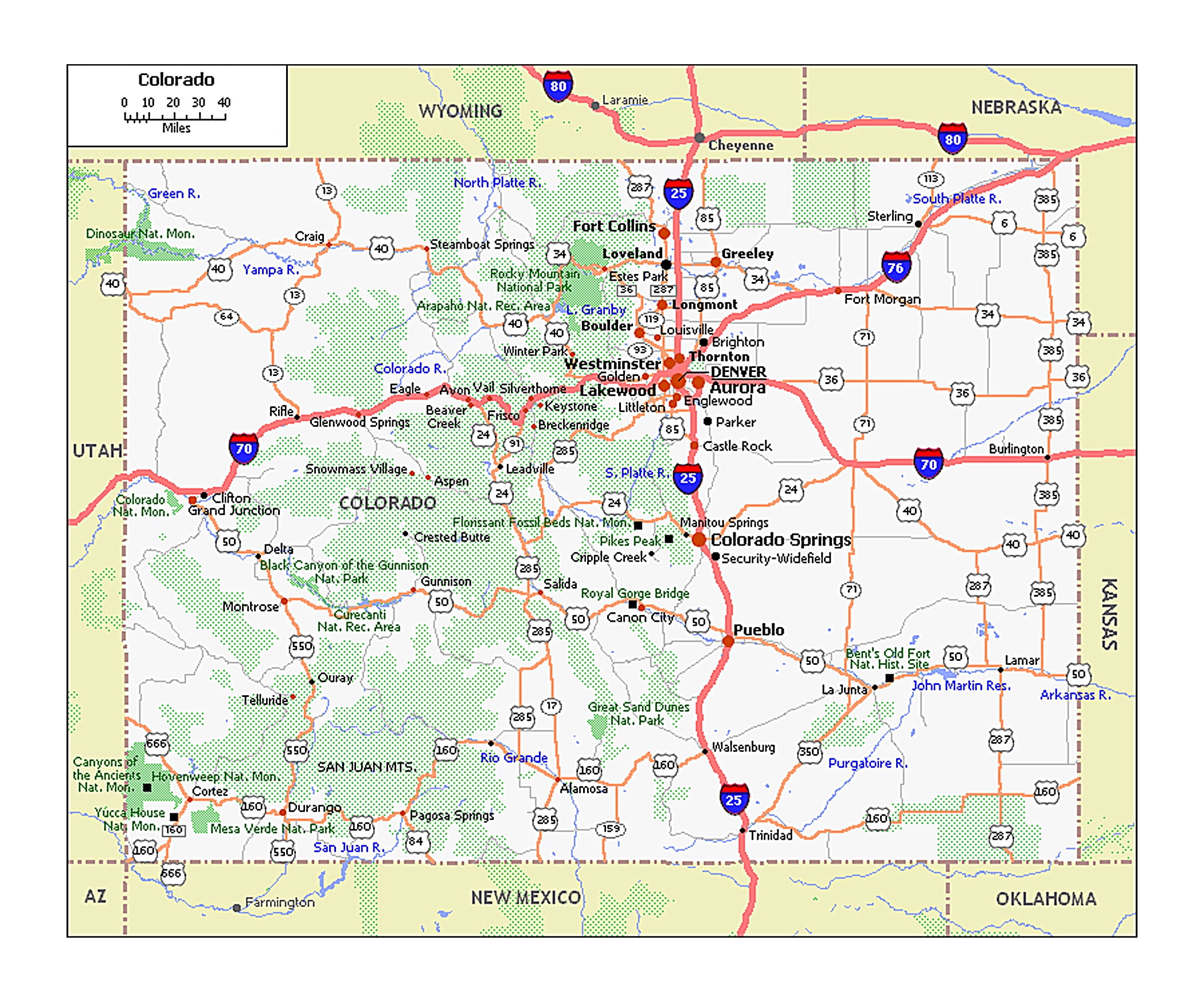 Road Map Of Colorado Road Map Of Colorado