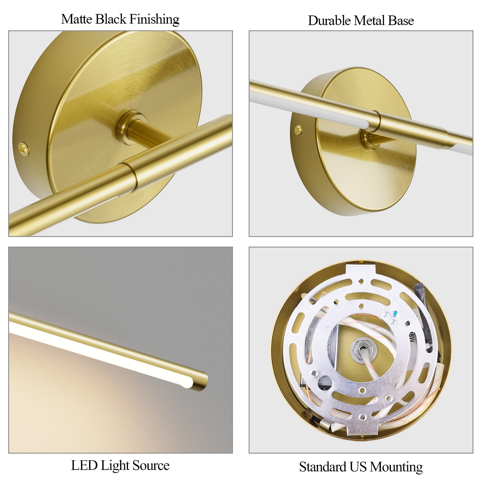 Ralbay 40Inch Gold Wall Sconces Set of Two,360° Rotate  Gold Vanity Light 3000K for Bathroom, Living Room(2 Pack)
