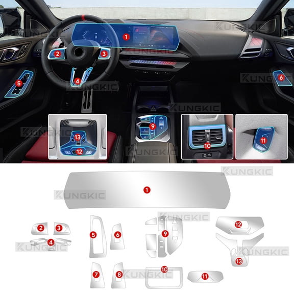 For BMW 2 Series Gran Coupe F74 2025 Gearbox Panel Navigation Screen Interior TPU Protective Film Cover Anti-Scratch Sticker.