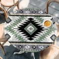 thumbnail image 2 of Green Gray Boho Round Tablecloth, Fitted Table Cover with Elastic for 36"-44" Round Tables, Southwestern Ethnic Abstract Geometric Table Cloth Outdoor Indoor Dinning Party Waterproof Tablecloths, 2 of 7