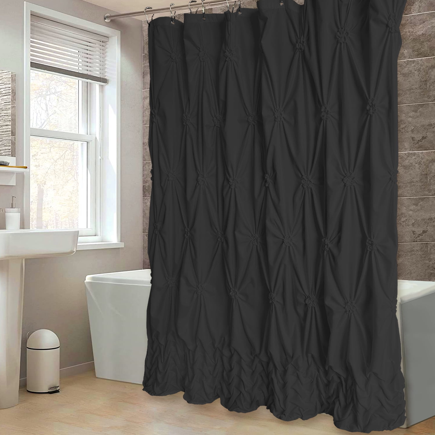 NixiYa Black Shower Curtain Modern Farmhouse Fabric Shower Curtain for Bathroom Decor 72" x 72"