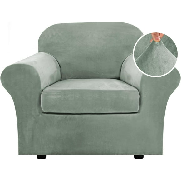 Housse de Chaise Extensible en Velours Riche 2 Pcs Housse de Chaise Housse de Sofa Protège-Meubles Canapé Doux avec Bas Élastique Housse de Chaise Canapé avec Accoudoirs Largeur jusqu'à 49 Pouces