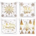 thumbnail image 1 of Lanpn White and Gold Christmas Cushion Covers 40x40 Set of 4, Decorative Gray Winter Snowflake Xmas Throw Covers Pillow Cases 16x16 for Home Bedroom R, 1 of 5