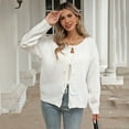 thumbnail image 4 of Comdrip Tie Front Sweaters for Women, Women's Tie Front Crewneck Knit Cardigan Long Sleeve Knit Sweater Tops Cute Winter Clothes Cardigan Sweaters for Women White XL, 4 of 9