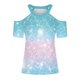 thumbnail image 3 of Tops con estampado de hombros descubiertos de manga corta con cuello en V para mujer Pompotops hkajfhjk466902, 3 of 4