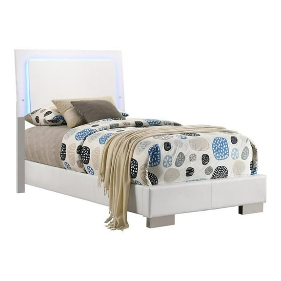 Felicity Wood Twin LED Panel Bed White High Gloss