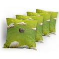 thumbnail image 5 of Ambesonne Nature Throw Pillow Cover 4 Pack, Black Sheep White Goats, 16", Fern Green Cream, 5 of 7