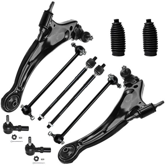 Detroit Axle - Front 10pc Suspension Kit 1998-2003 Toyota Sienna, 2 Lower Control Arms with Ball Joints 4 Tie Rods 2 Sway Bars 2 Boots w/Bellows 1999 2000 2001 2002 Replacement