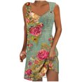 thumbnail image 1 of Vestido de Verano para Mujeres, Moda Color Sólido Bolsillo sin Mangas Vestido Casual Cuello en V Hecho de Poliéster Ligero para Primavera Verano, Vestido de Verano Casual, 1 of 5
