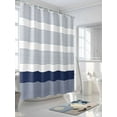 thumbnail image 3 of Fsddascl Navy Blue Stripe Shower Curtain Set - 66" x 72" Washable Bathtub Curtain with 12 Hooks, Modern Rustic Horizontal Blue Striped Waterproof Fabric Stall Shower Curtains for Bathroom/Bathtub, 3 of 6