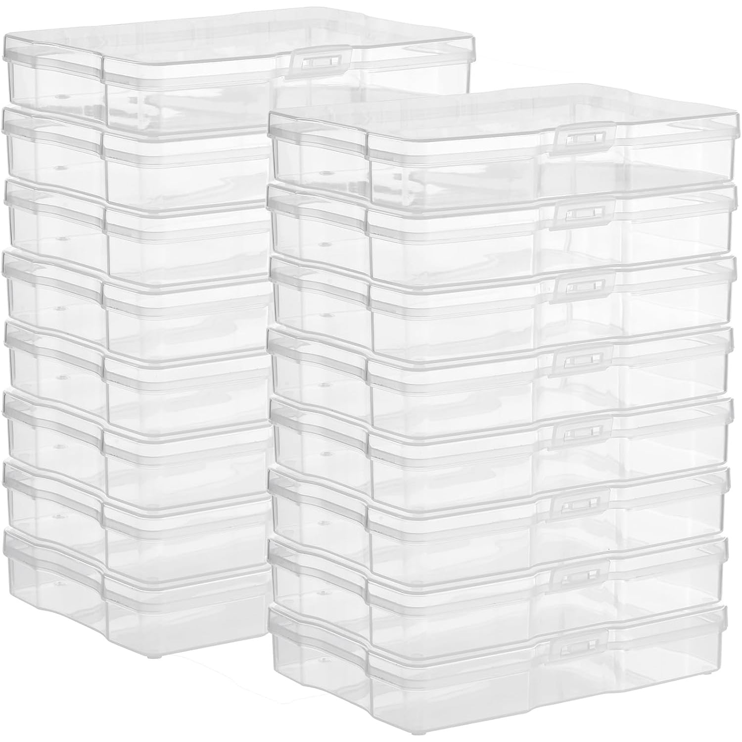 Photo Storage Box with Handle, 4" x 6" Photo Organizer Storage Container with 16 Inner Case and 1 Sheet Blank Labels for Pictures, Arts, Crafts, Sewing, Seeds, Office Supplies - Clear