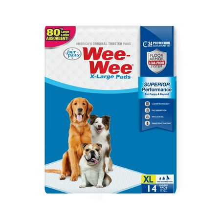 Four Paws Wee Wee Superior Potty Training Dog & Puppy Pads, Pet Pee Pads, X-Large 14 Count