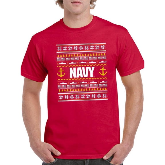 Navy Pattern T-Shirt Men -Navy Designs, Male 4X-Large