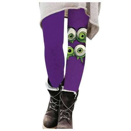 Mnyotv Yoga Pants Women Cotton Yoga Pants for Women Spring and Autumn Casual Print Halloween Leggings Boot Pants Lightweight Athletic Leggings Purple M