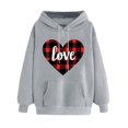thumbnail image 3 of VBTAPA Women Valentines Day Hoodie Girlfriend Hooded Sweatshirt Cute Heart Print Pullover Hoodies with Kangaroo Pocket Gray M, 3 of 6