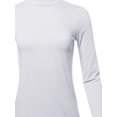 thumbnail image 4 of A2Y Women's Basic Solid Soft Cotton Long Sleeve Mock Neck Top Shirts Off White 1XL, 4 of 5