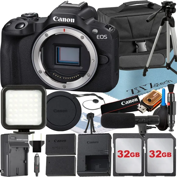 Canon EOS R50 Mirrorless Camera (Body) with 2 Pack 32GB Memory Card + Case + ZeeTech Accessory Bundle